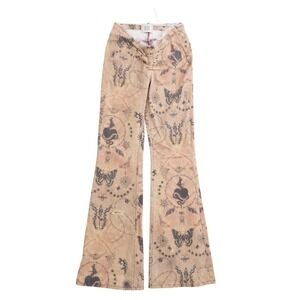 BDG Urban Outfitters Womens Printed Ruched Dipped V-Front Flare Jeans Size 28